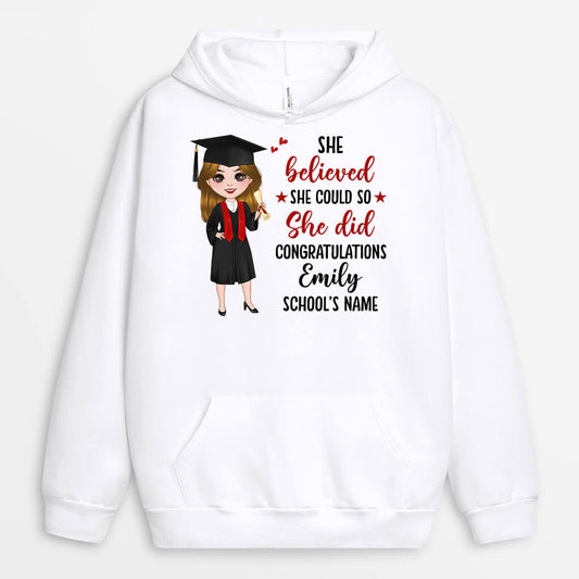 1140HUS2 Personalized Hoodie Gifts Believed Her Graduates