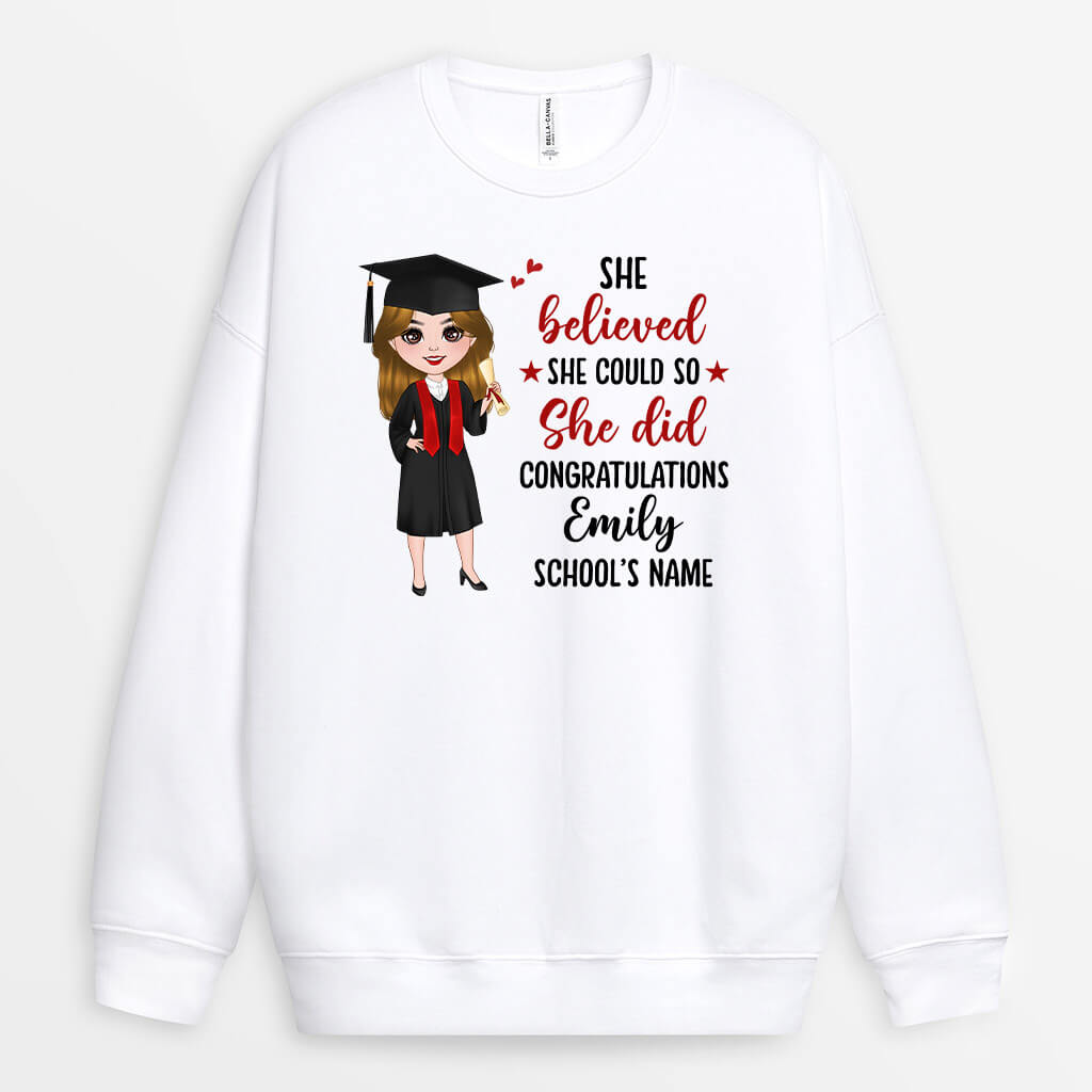 1140WUS2 Personalized Sweatshirt Gifts Believed Her Graduates