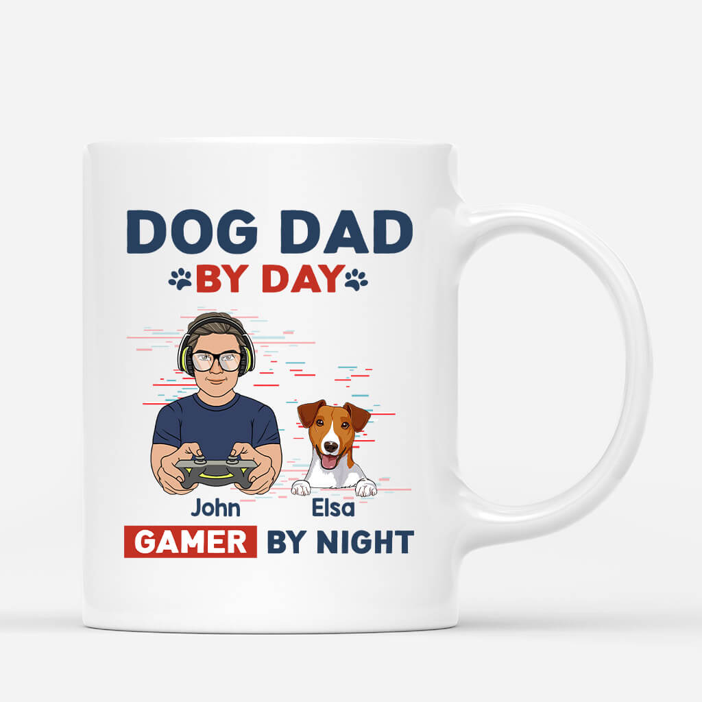 1161MUS1 Personalized Mugs Gifts Gaming Dad DogLover
