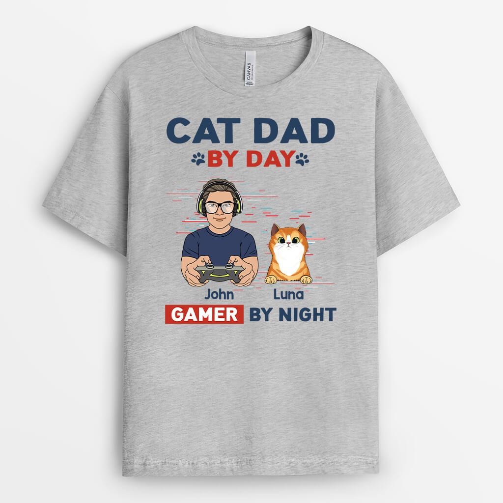 1164AUS1 Personalized T Shirt Gifts Game Dad CatLover