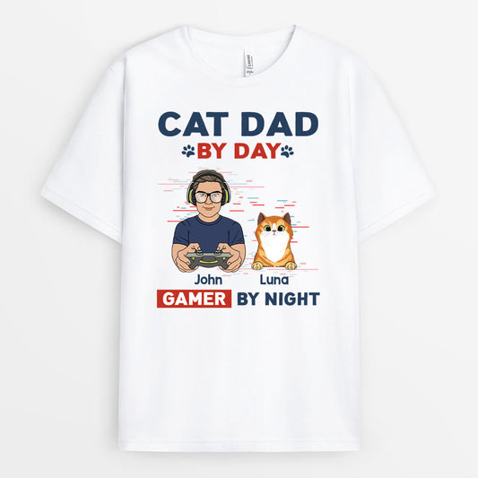 1164AUS2 Personalized T Shirt Gifts Game Dad CatLover