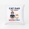 Personalized Cat Dad By Day Gamer By Night Pillow