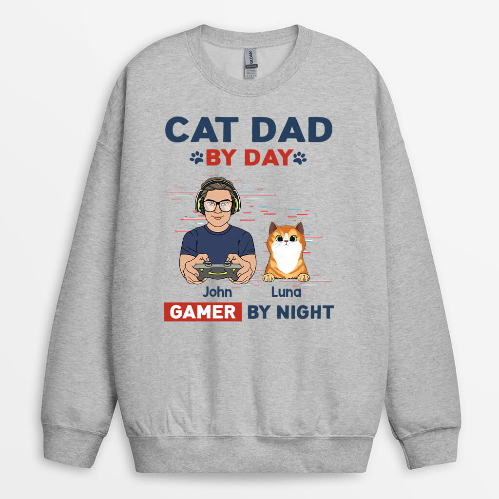 1164WUS1 Personalized Sweatshirt Gifts Game Dad CatLover