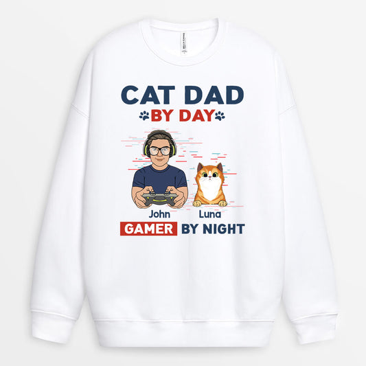 1164WUS2 Personalized Sweatshirt Gifts Game Dad CatLover