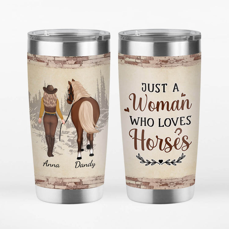 Personalized Just A Girl Woman Who Loves Horses Tumbler