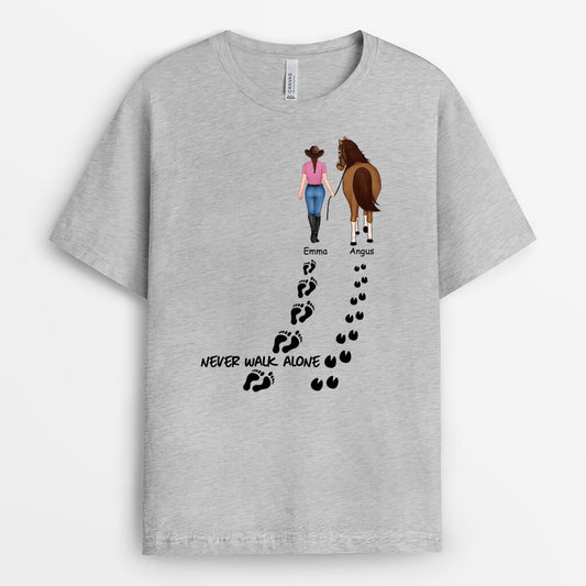 1187AUS1 Personalized T Shirt Gifts Walk Alone Horse Lovers