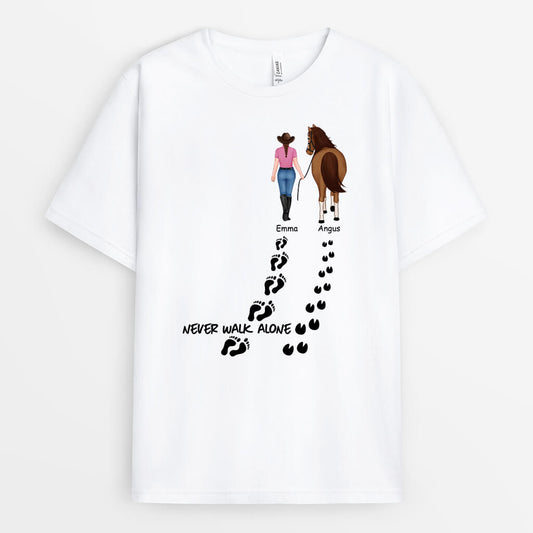 1187AUS2 Personalized T Shirt Gifts Walk Alone Horse Lovers