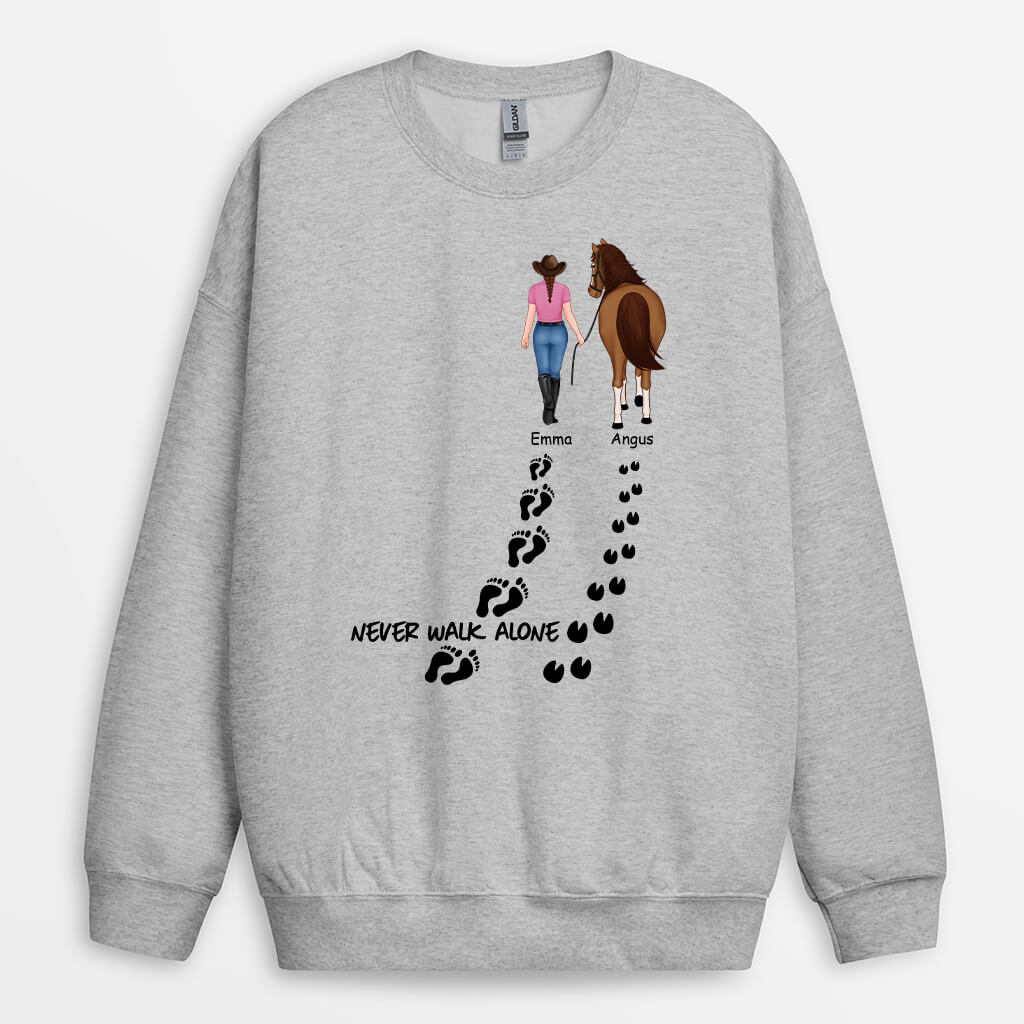 1187WUS1 Personalized Sweatshirt Gifts Walk Alone Horse Lovers