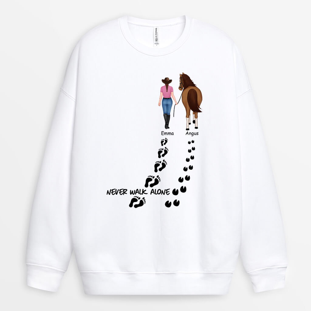 1187WUS2 Personalized Sweatshirt Gifts Walk Alone Horse Lovers