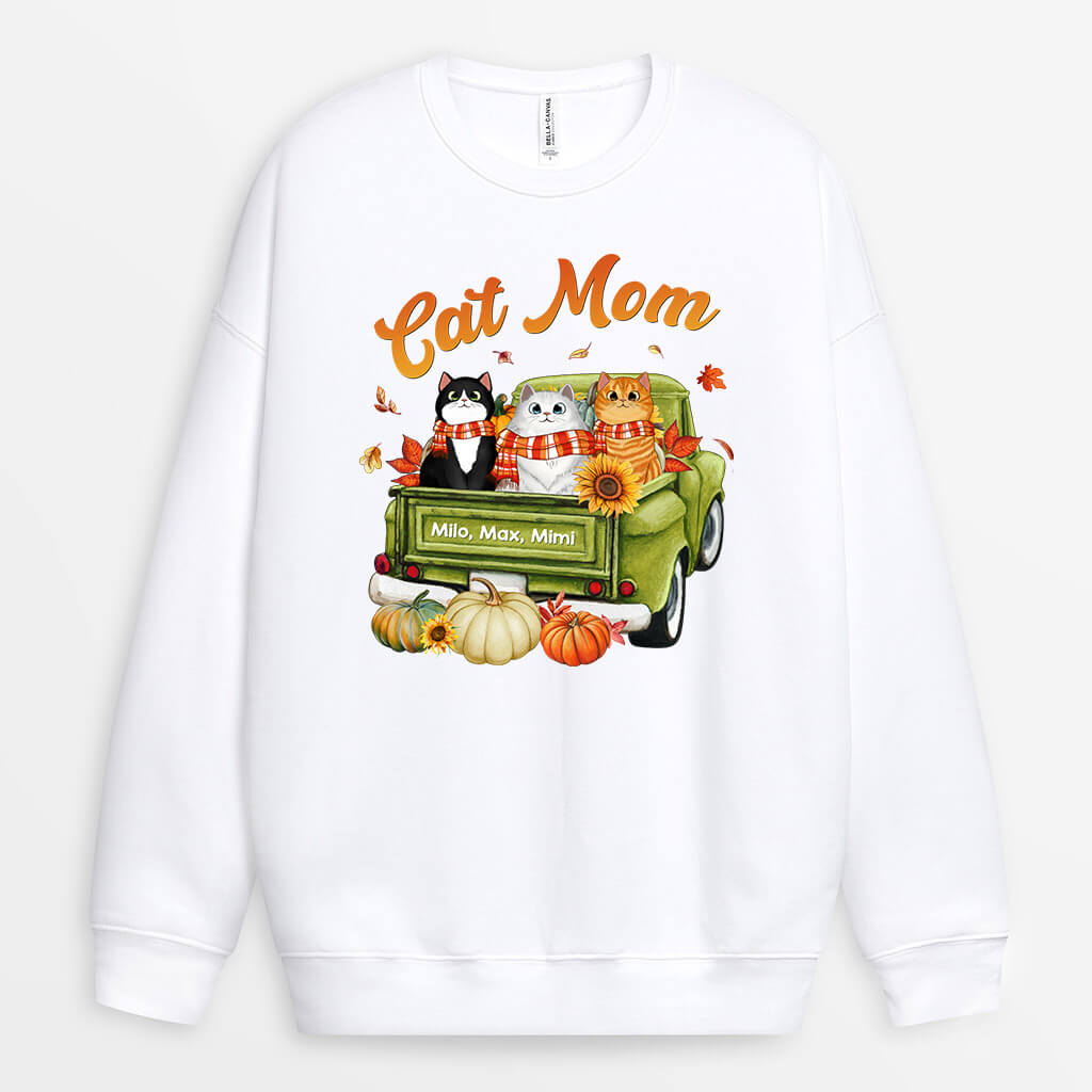 1207WUS1 Personalized Sweatshirt Gifts Fall Season Cat Lovers