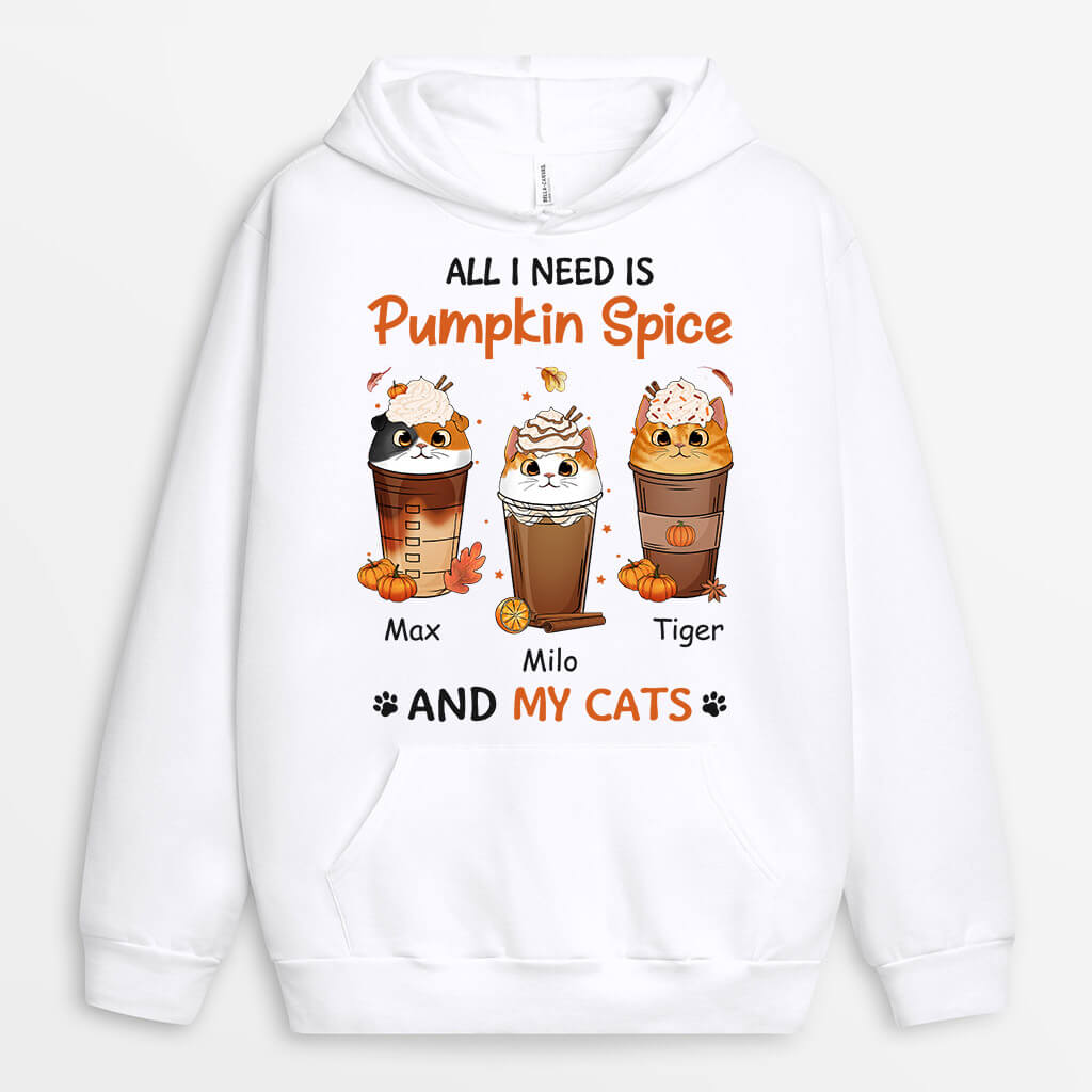 1208HUS2 Personalized Hoodie Gifts Pumpkin Cat Lovers