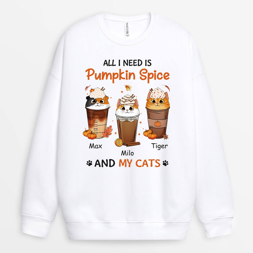 1208WUS1 Personalized Sweatshirt Gifts Pumpkin Cat Lovers