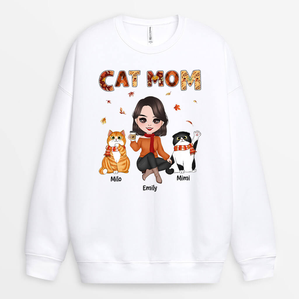 1210WUS1 Personalized Sweatshirt Gifts Fall Mom Cat Lovers