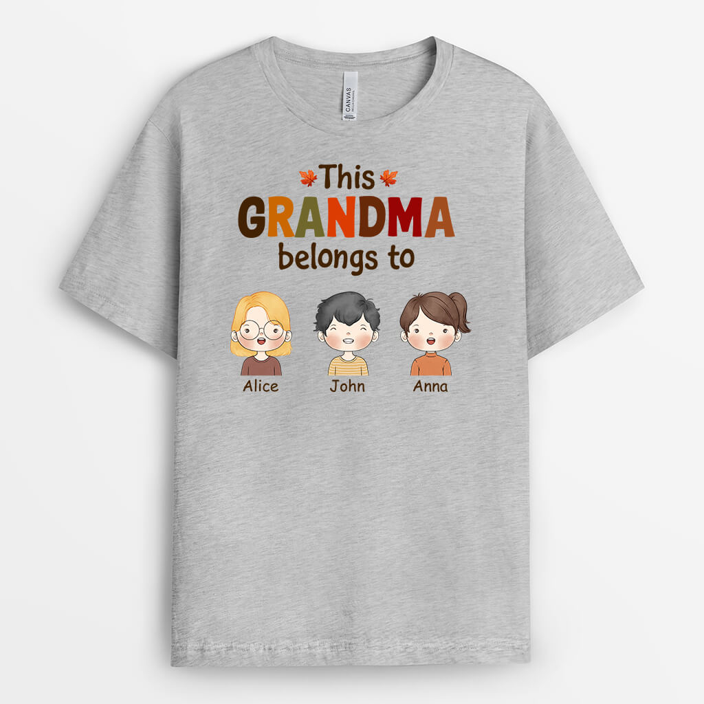 1215AUS2 Personalized T Shirt Gifts Fall Belongs Grandma Mom