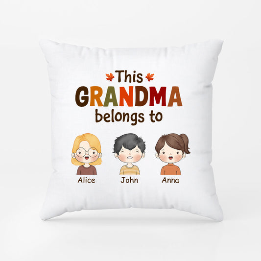 1215PUS2 Personalized Pillows Gifts Fall Belongs Grandma Mom