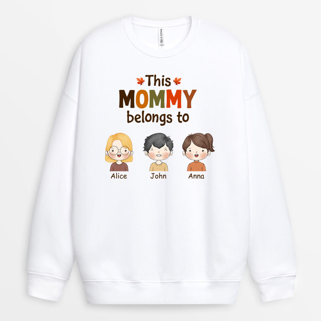 1215WUS1 Personalized Sweatshirt Gifts Fall Belongs Grandma Mom
