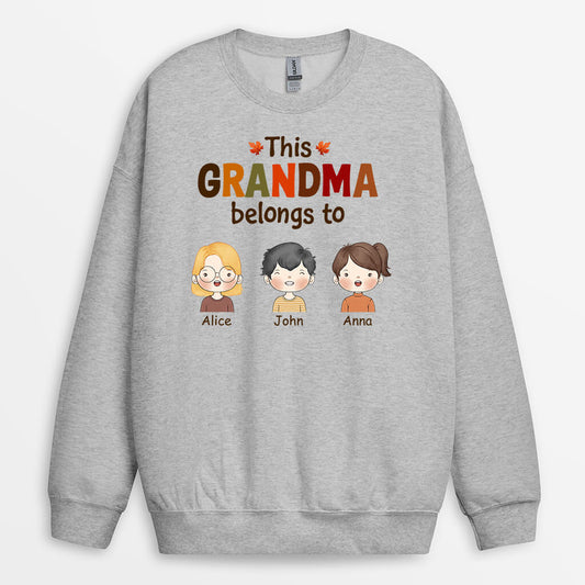 1215WUS2 Personalized Sweatshirt Gifts Fall Belongs Grandma Mom