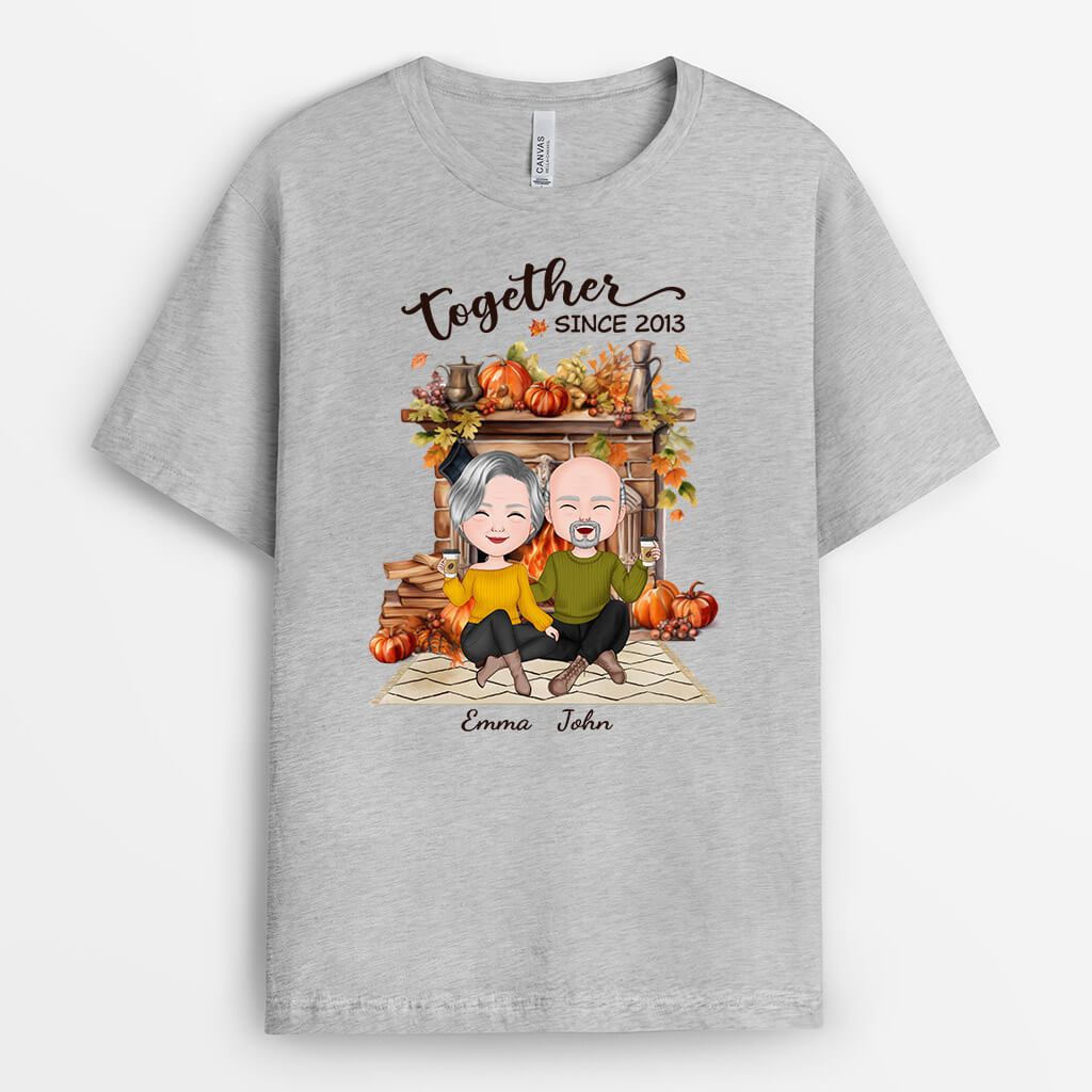 1220AUS2 Personalized T Shirts Gifts Fall Season Couples