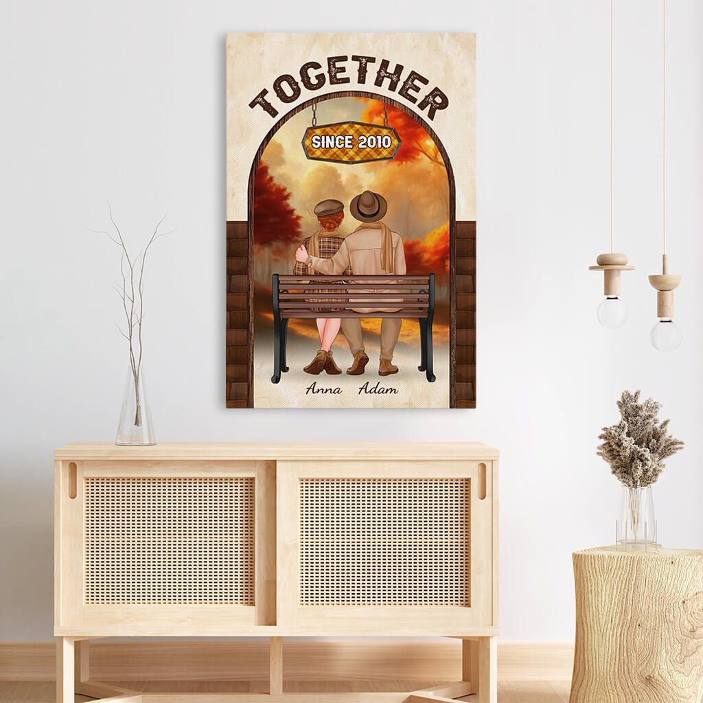 1221CUS3 Personalized Canvas Gifts Fall Together Couples