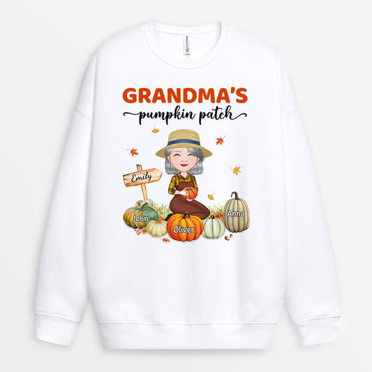 1224WUS1 Personalized Sweatshirt Gifts Little Pumpkins Grandma Mom