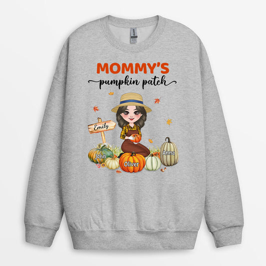1224WUS2 Personalized Sweatshirt Gifts Little Pumpkins Grandma Mom