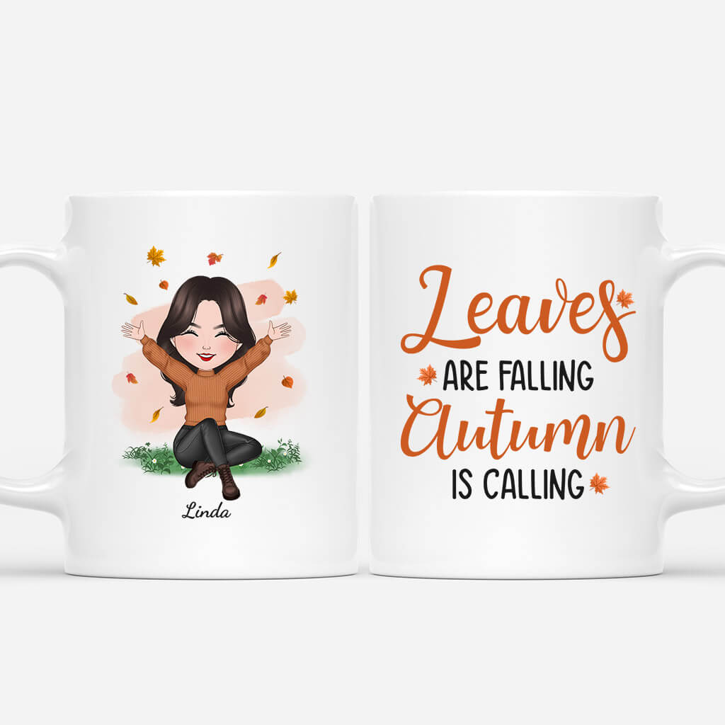 1227MUS1 Personalized Mugs Gifts Leaves Falling Autumn