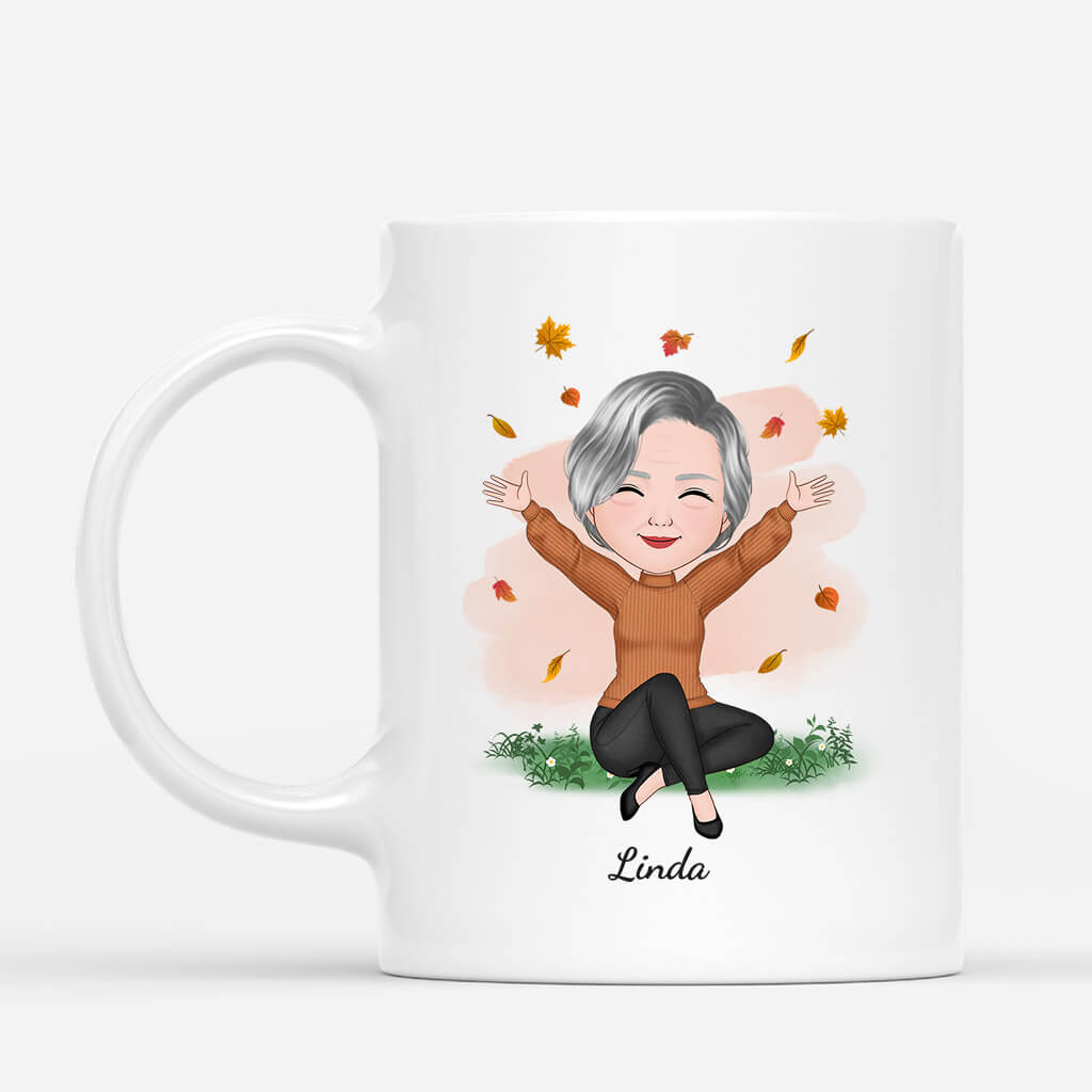 1227MUS2 Personalized Mugs Gifts Leaves Falling Autumn