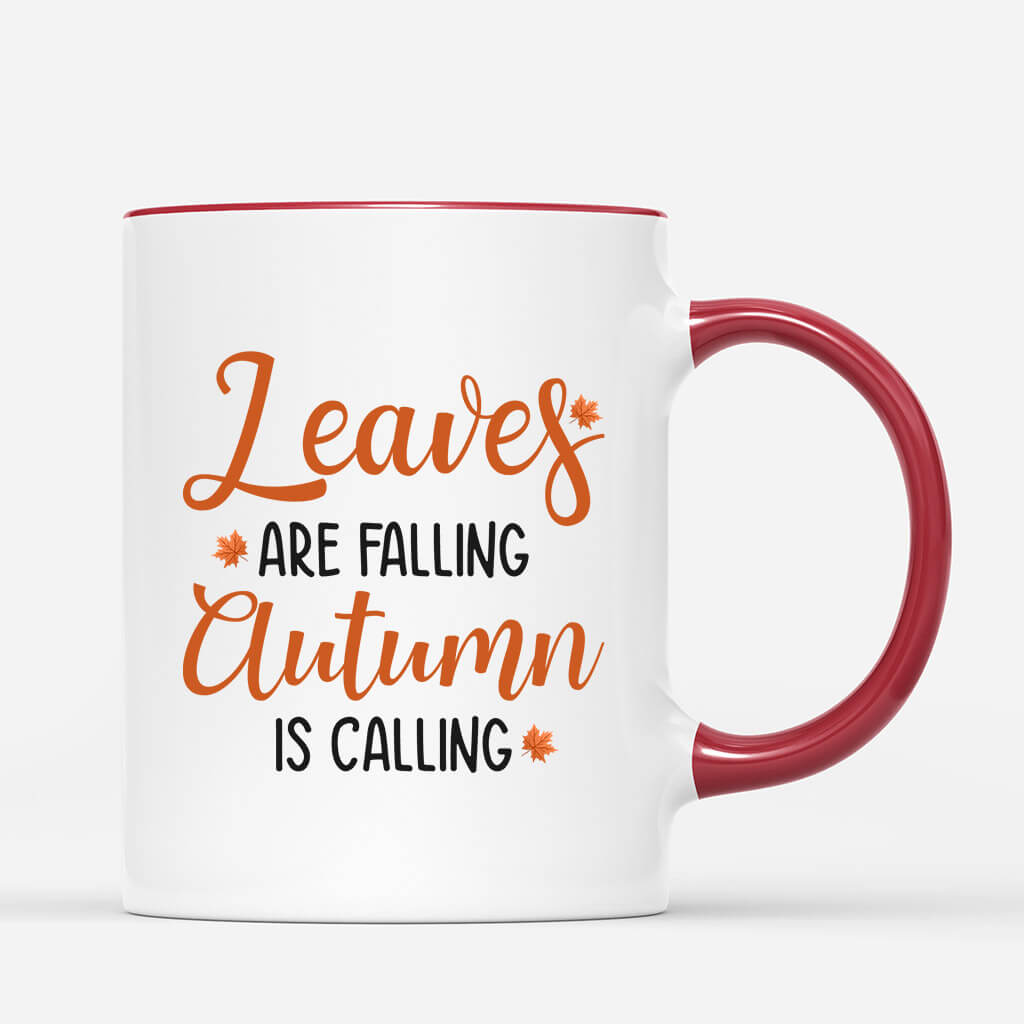 1227MUS3 Personalized Mugs Gifts Leaves Falling Autumn