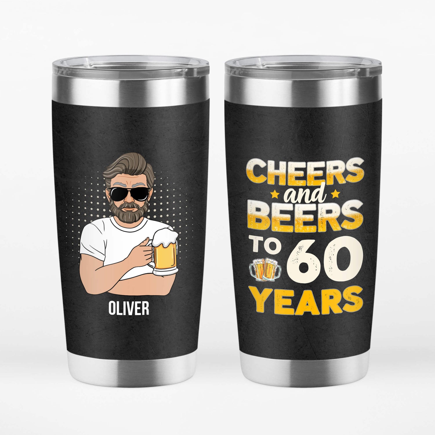 1243TUS1 Personalized Tumblers Gifts Cheers 60 Birthday Him