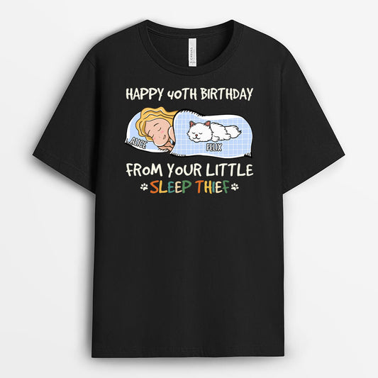 1246AUS1 personalized happy 40th birthday from your sleep thief t shirt