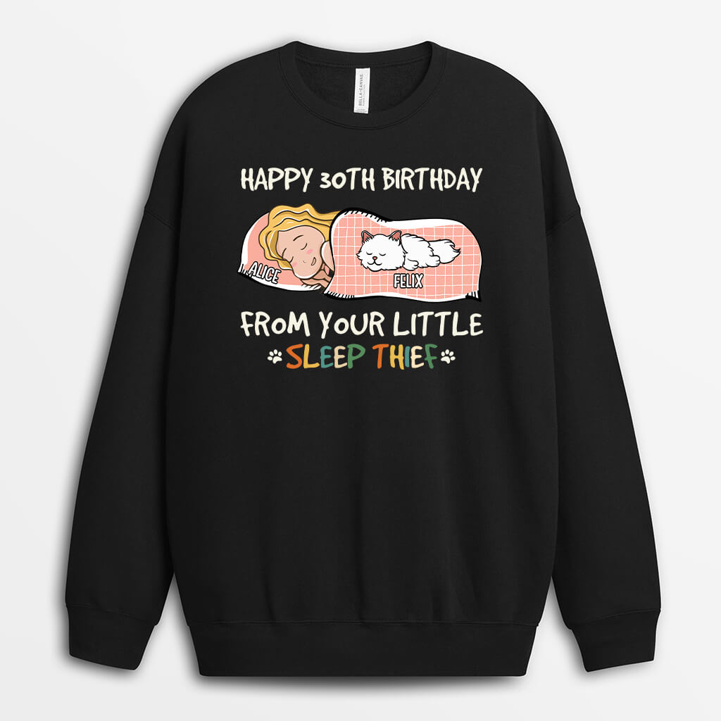 1246WUS1 personalized happy 50th birthday from your sleep thief sweatshirt