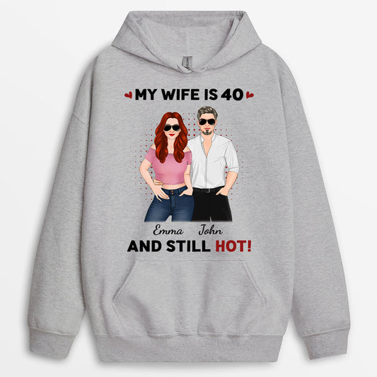 1250HUS1 personalized my wife husband is 40 and still hot hoodie