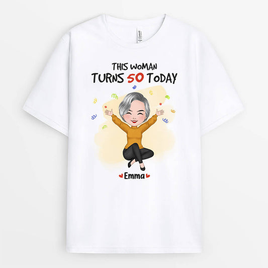 1251aus1 personalized this woman turn 50 today t shirt