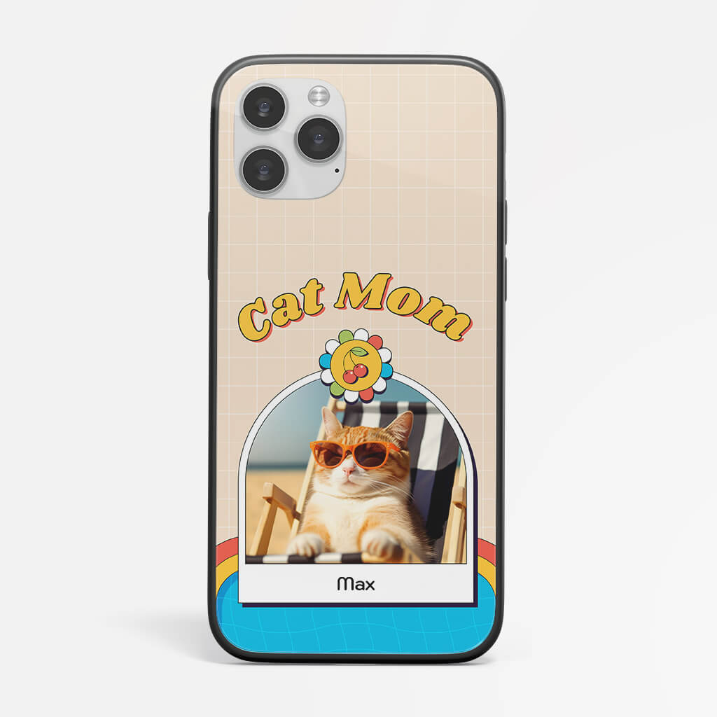 1265FUS1 personalized cat mom chill on beach iphone 13 phone case