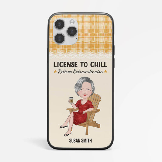 1268FUS1 personalized license to chill retiree extraordinaire iphone 11 phone case