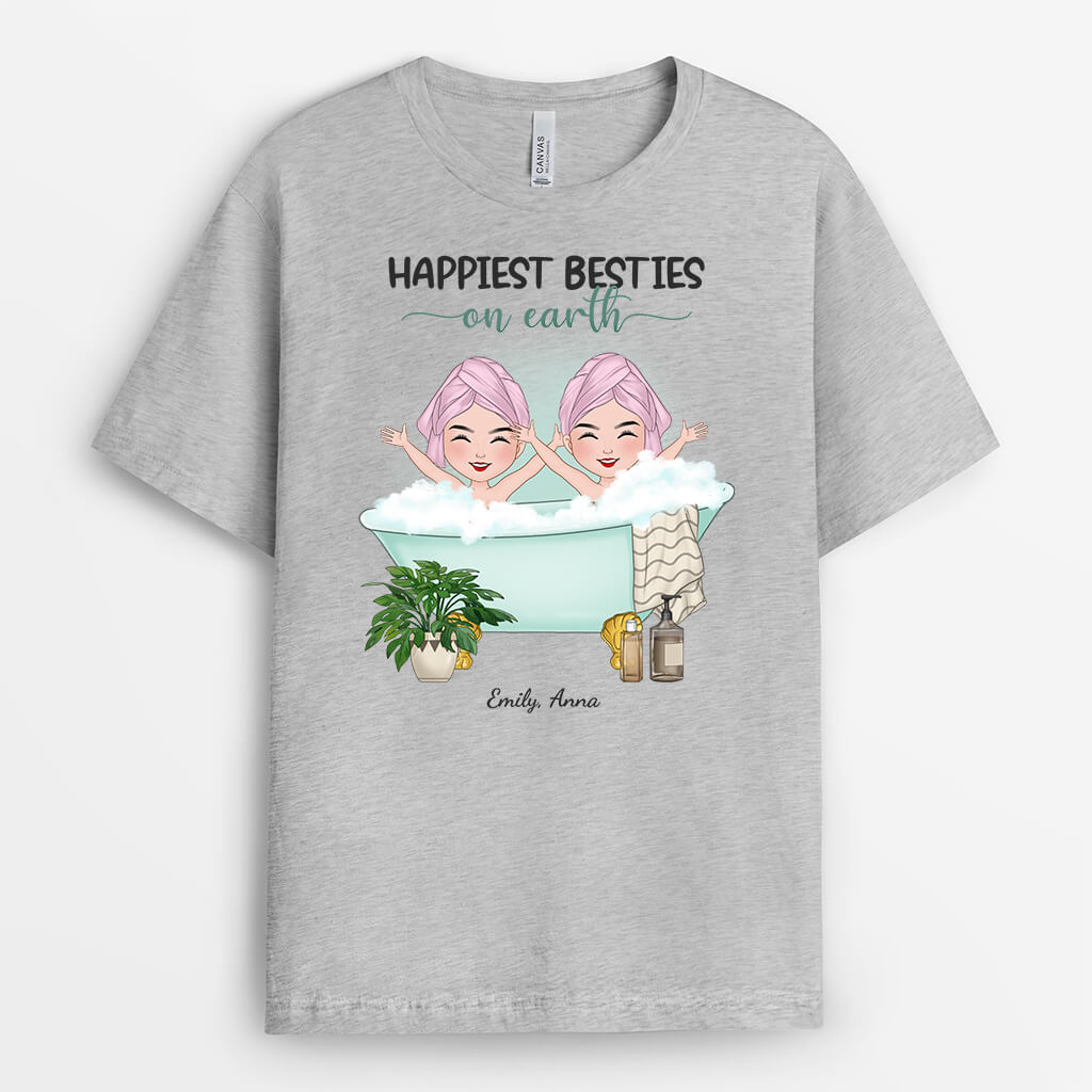 1282AUS2 personalized happiest besties on earth t shirt