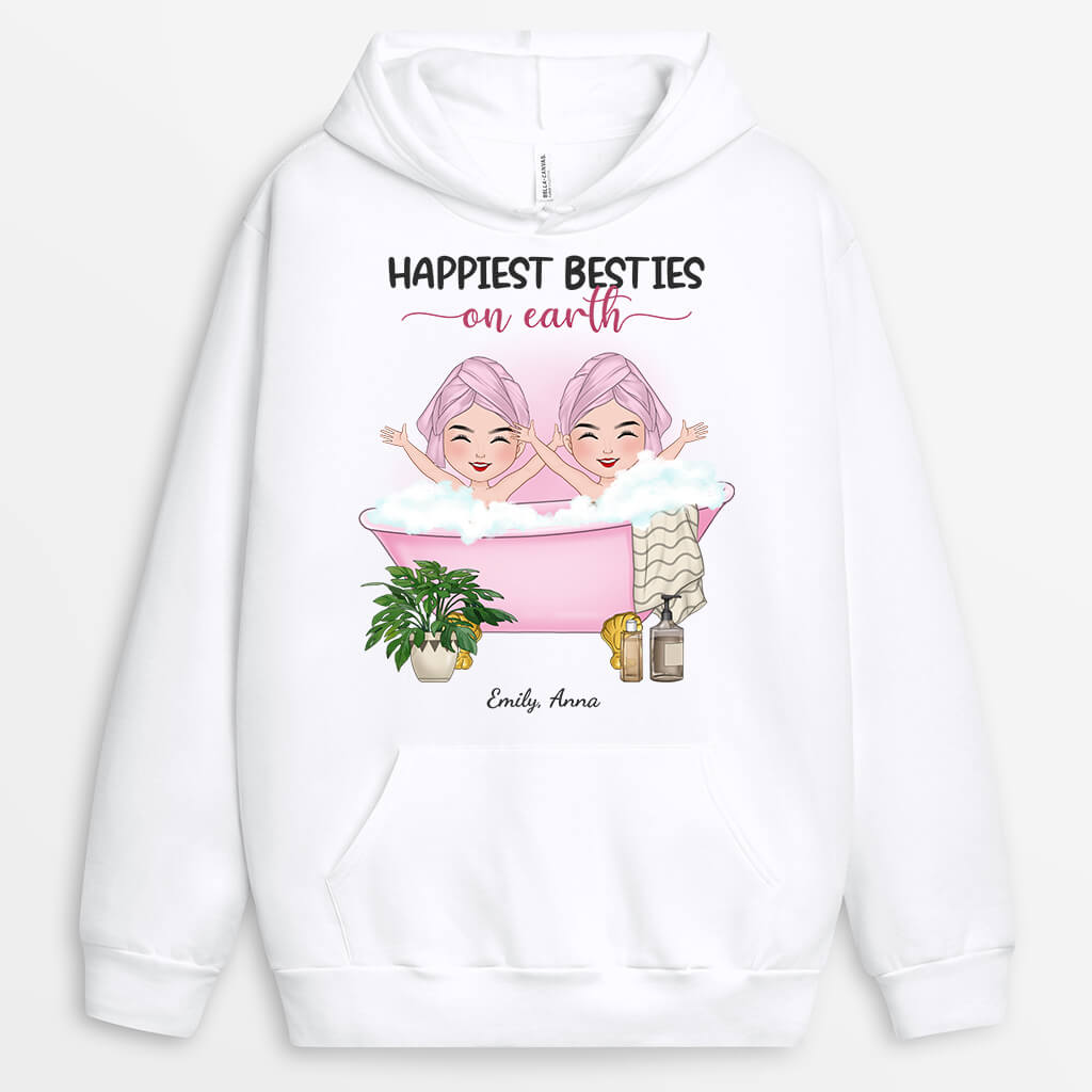 1282HUS1 personalized happiest besties on earth hoodie