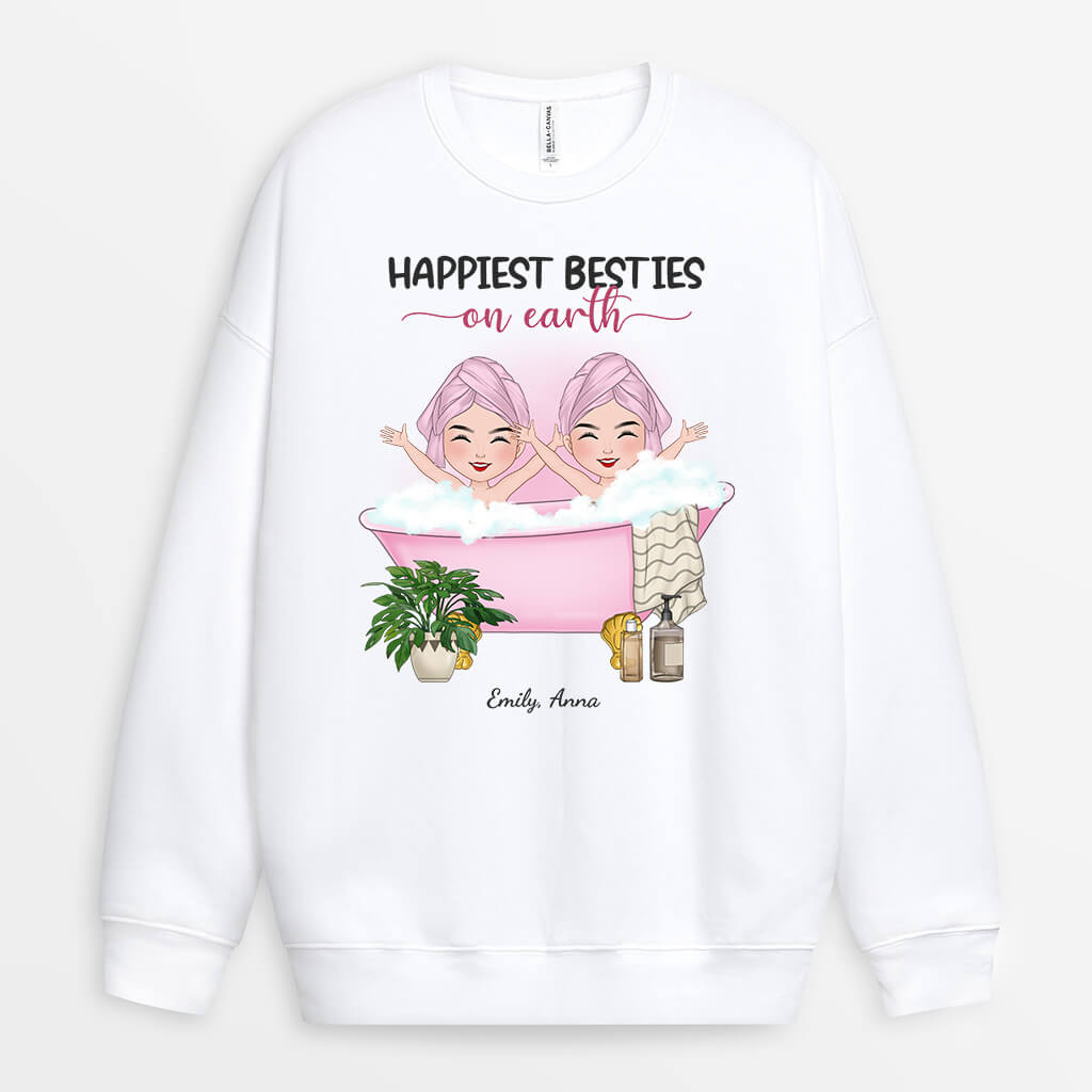 1282WUS1 personalized happiest besties on earth sweatshirt
