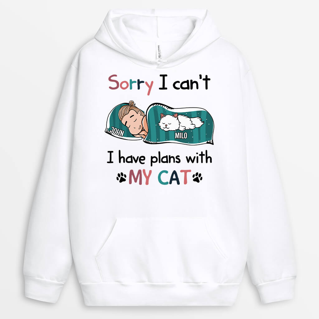 1287HUS1 personalized sorry i have plans with my cat hoodie