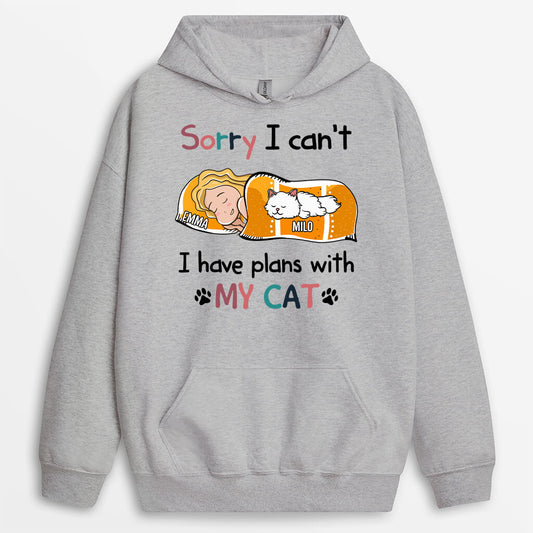 1287HUS2 personalized sorry i have plans with my cat hoodie