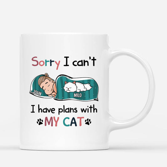 1287MUS1 personalized sorry i have plans with my cat mug