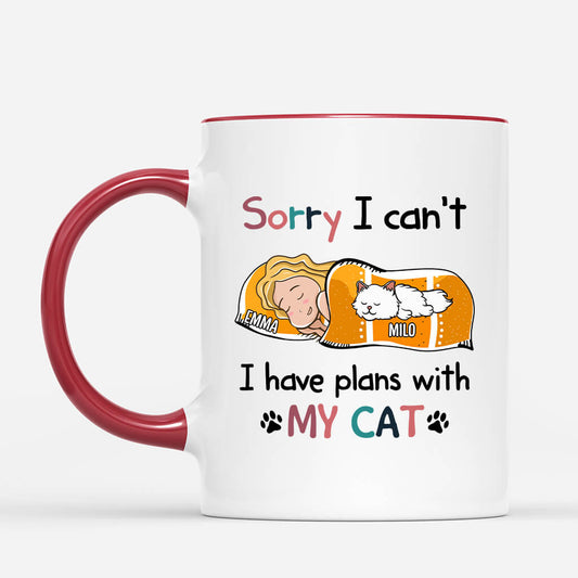 1287MUS2 personalized sorry i have plans with my cat mug