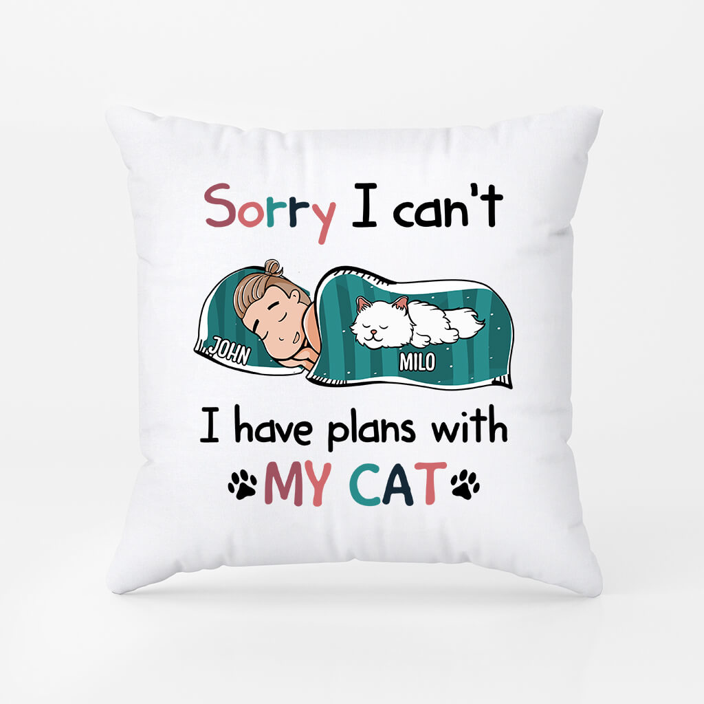 1287PUS1 personalized sorry i have plans with my cat pillow