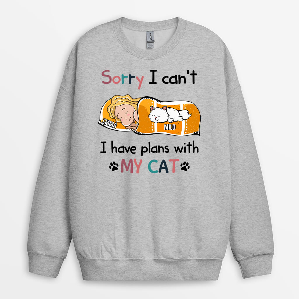 1287WUS2 personalized sorry i have plans with my cat sweatshirt