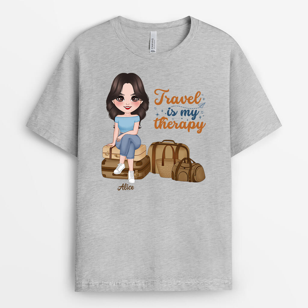 1290AUS2 personalized travel is my best therapy t shirt