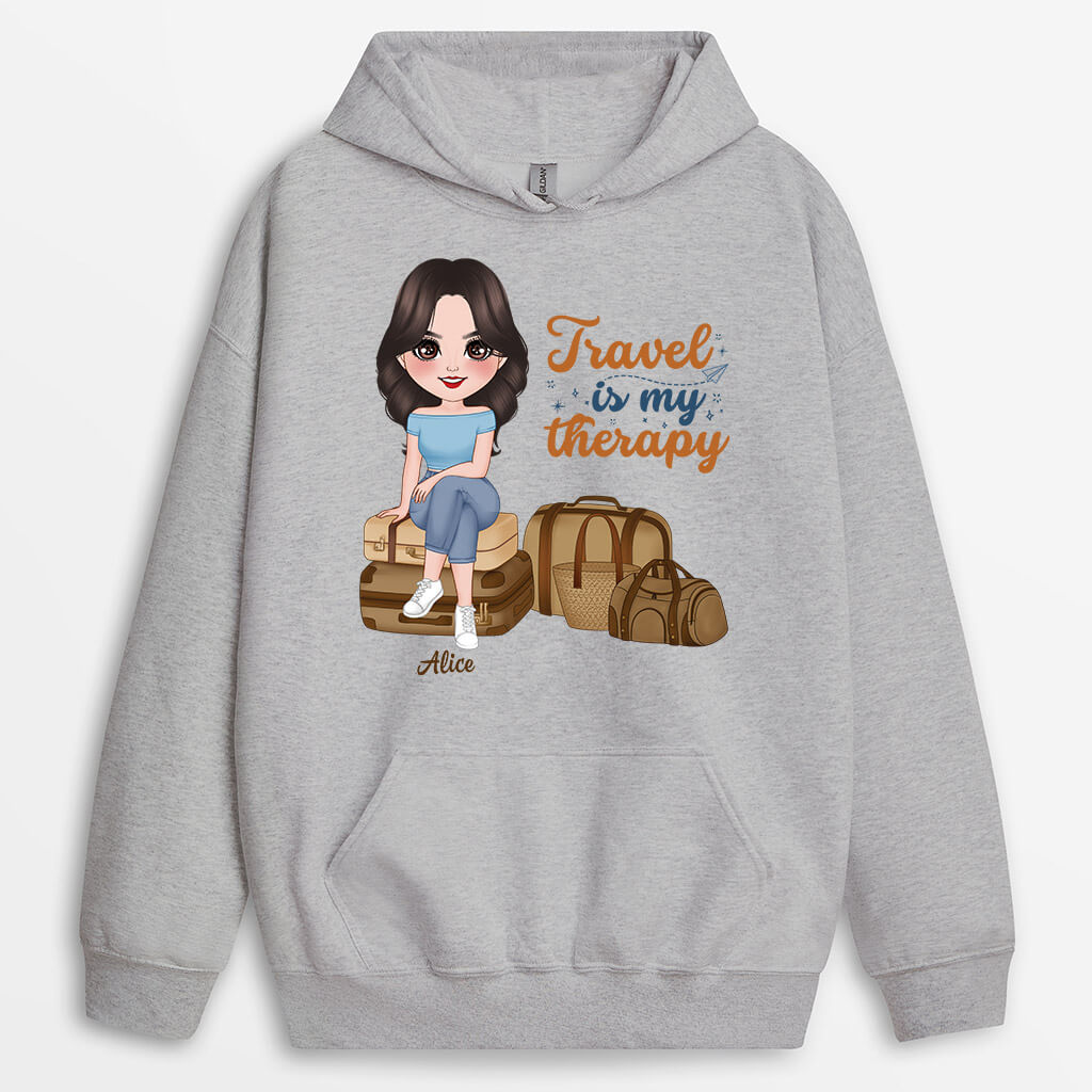 1290HUS2 personalized travel is my best therapy hoodie