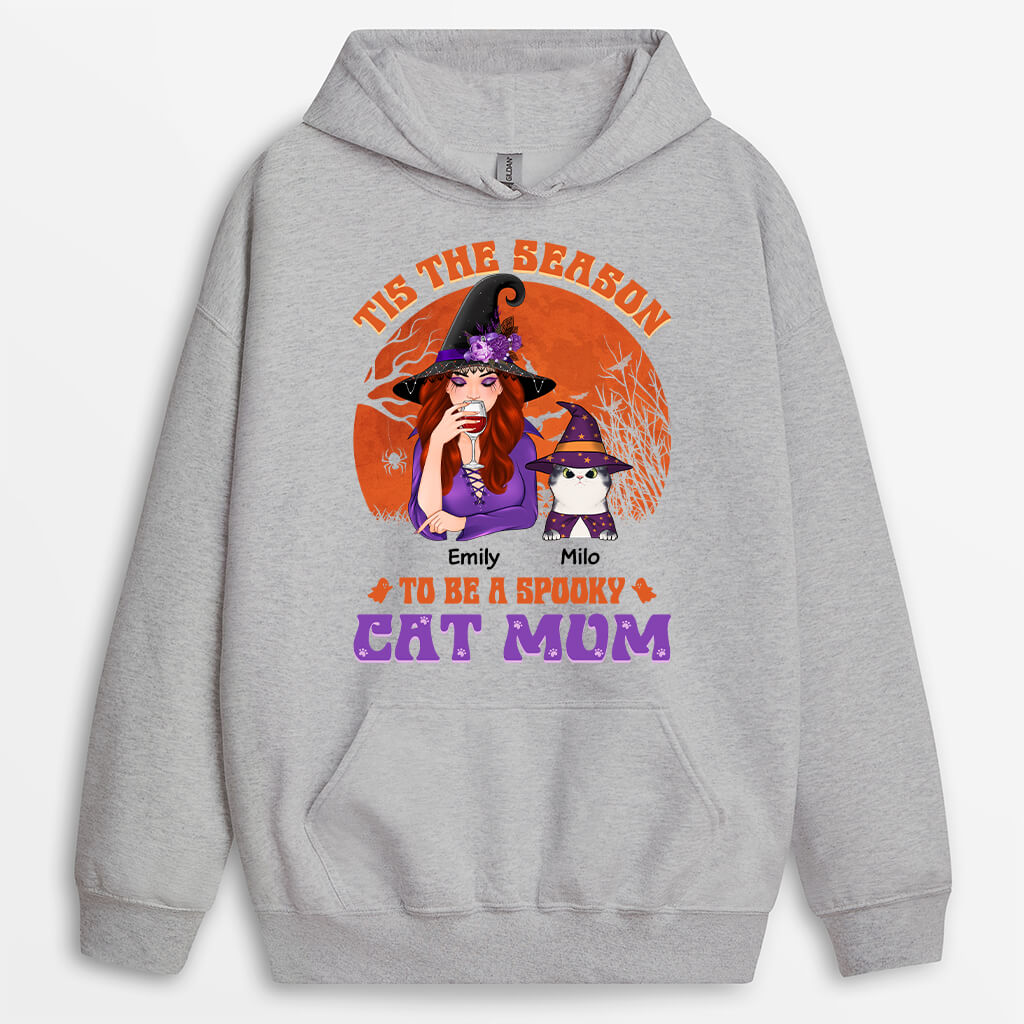 1293HUS2 personalized tis the season spooky cat mom hoodie