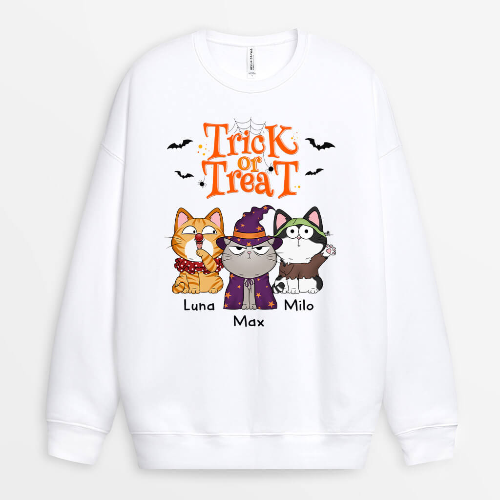 1294WUS1 personalized trick or treat sweatshirt