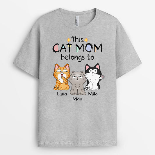 1295AUS2 personalized this cute cat mom dad belongs to t shirt