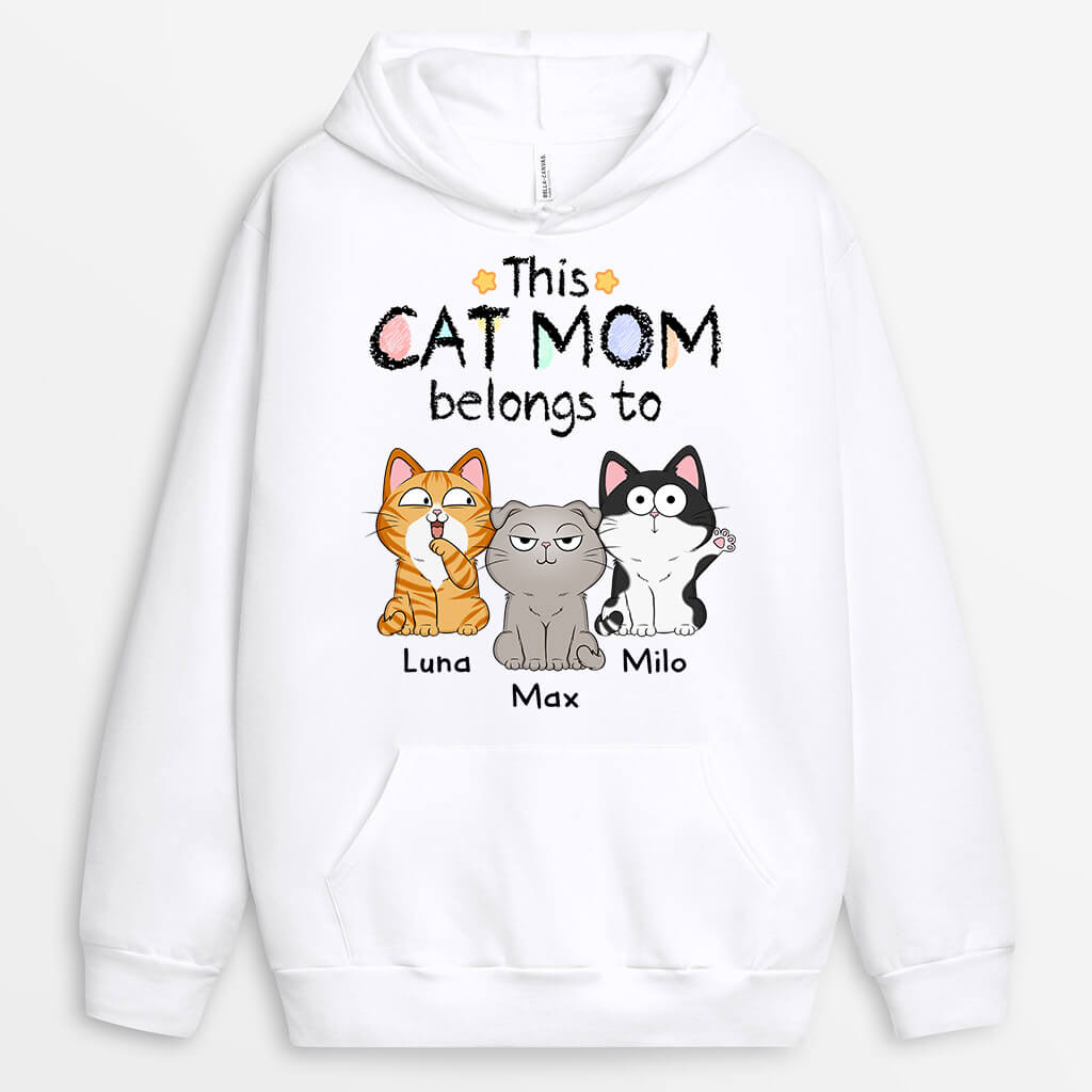 1295HUS1 personalized this cute cat mom dad belongs to hoodie